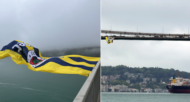 Fenerbahçe Opet'in bayrağı Boğaz'da köprülere asıldı Görseli